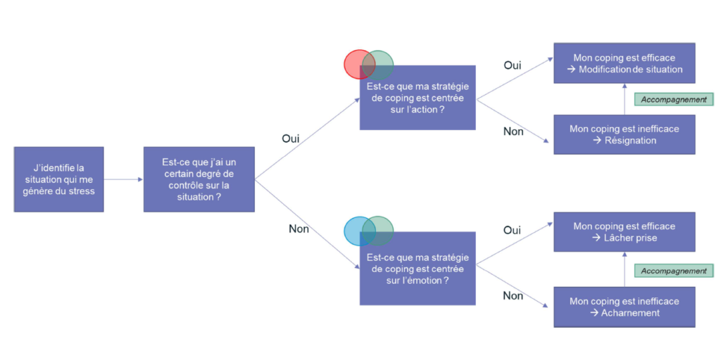 stratégie de coping : infographie sur les stratégies à mettre en place selon les situations